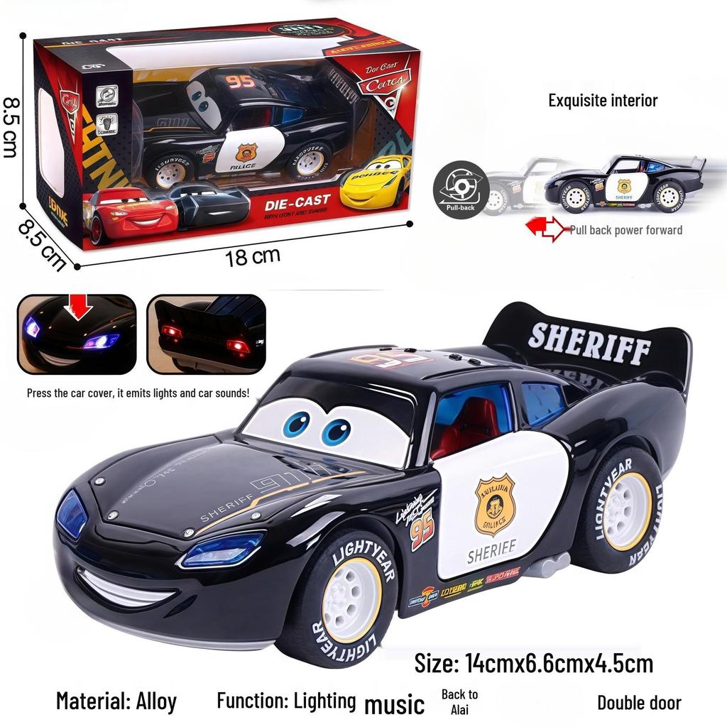 3D Lights & Music Lightning McQueen Pull-Back Alloy Toy Car - Third Generation