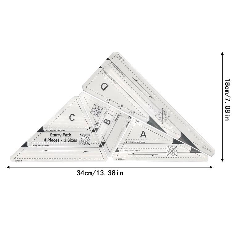 Acrylic Irregular 90° Sewing and Patchwork Ruler for Fabric Cutting