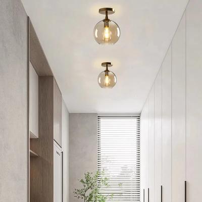 Modern LED Ceiling Lighting Minimalist Nordic Texture Glass Ceiling Lamp Aisle Corridor Lamp Creative Living Room Lights E27
