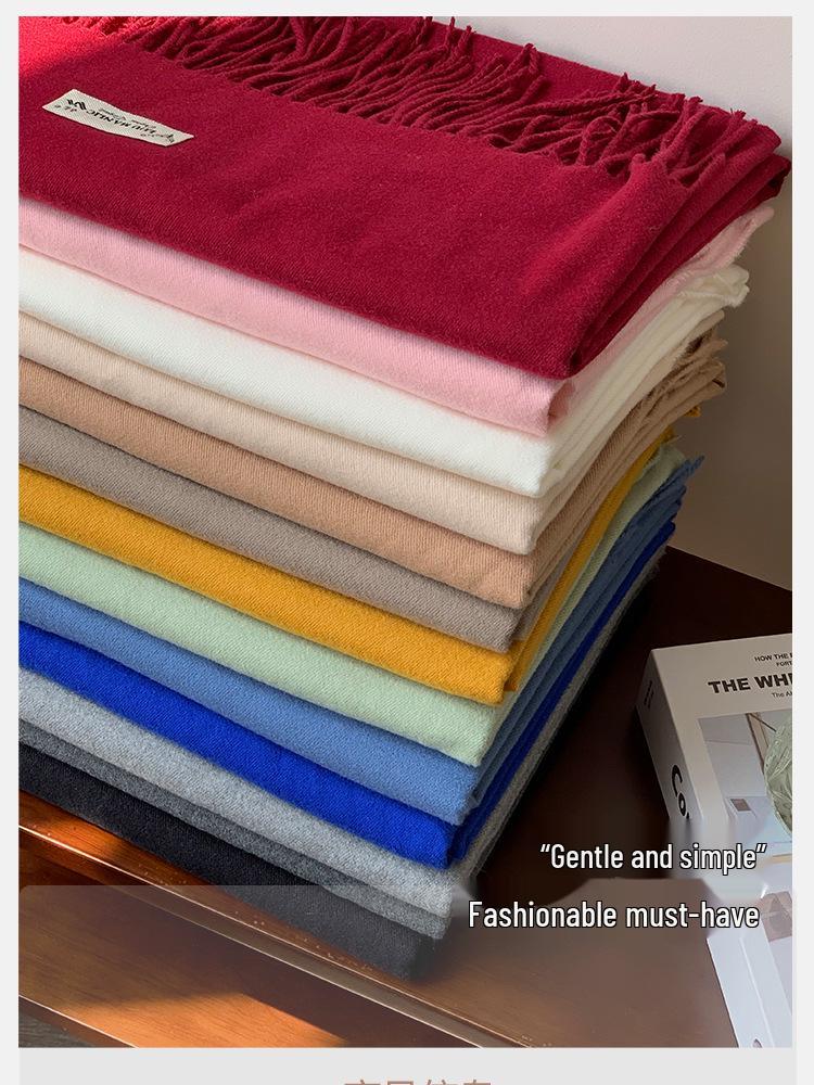 Luxury Unisex Scarf: Autumn/Winter Thickened Solid Color Cashmere-Feel Shawl
