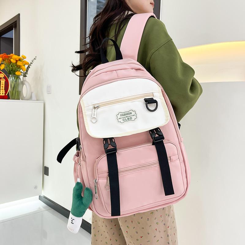 Three-Piece Backpack Set Color Contrast Large Capacity Student Schoolbag Women Backpack with Pen Bag
