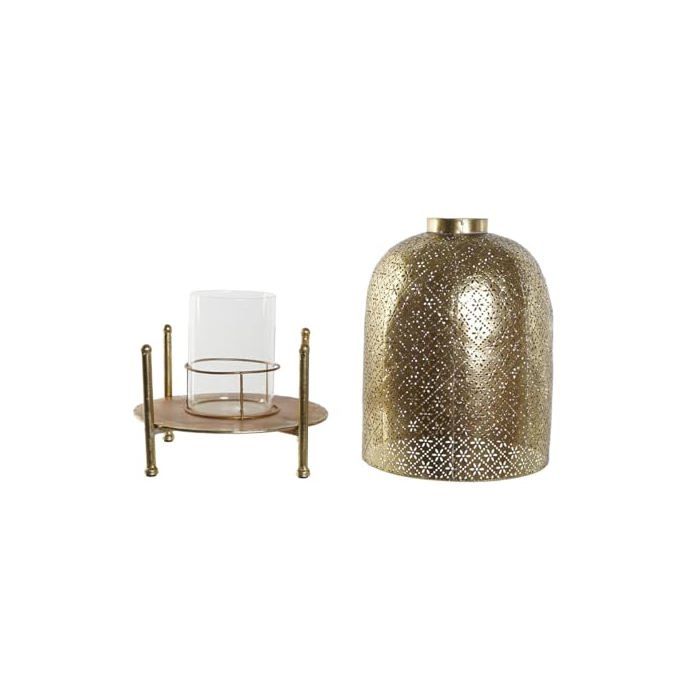 Bougeoir en métal et verre - Home ESPRIT - Doré - Multicolore - 24x24x33 cm - Design élégant - Décoration intérieure