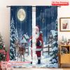 2pcs 2D Flat Printing Christmas Window Curtains Santa Claus Reindeer Snow Christmas Fabric Without Electricity Birthday Party