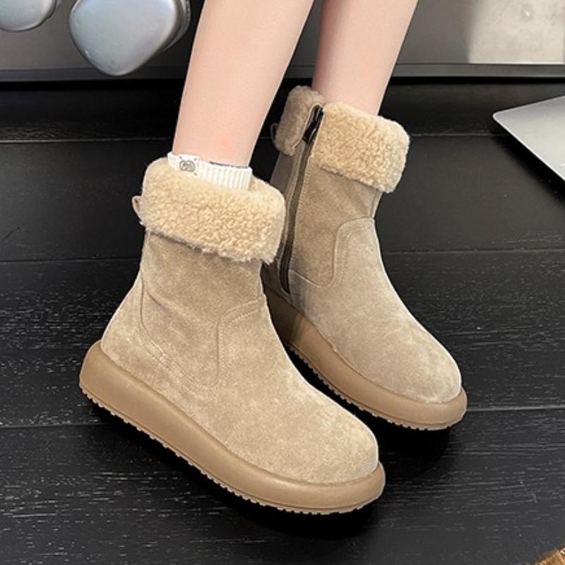 Fashion Women Flats Ankle Boots Suede Fur Shoes Casual 2025 Sport Trend New Fashion Sneakers Short Plush Snow Boots Winter Botas Mujer