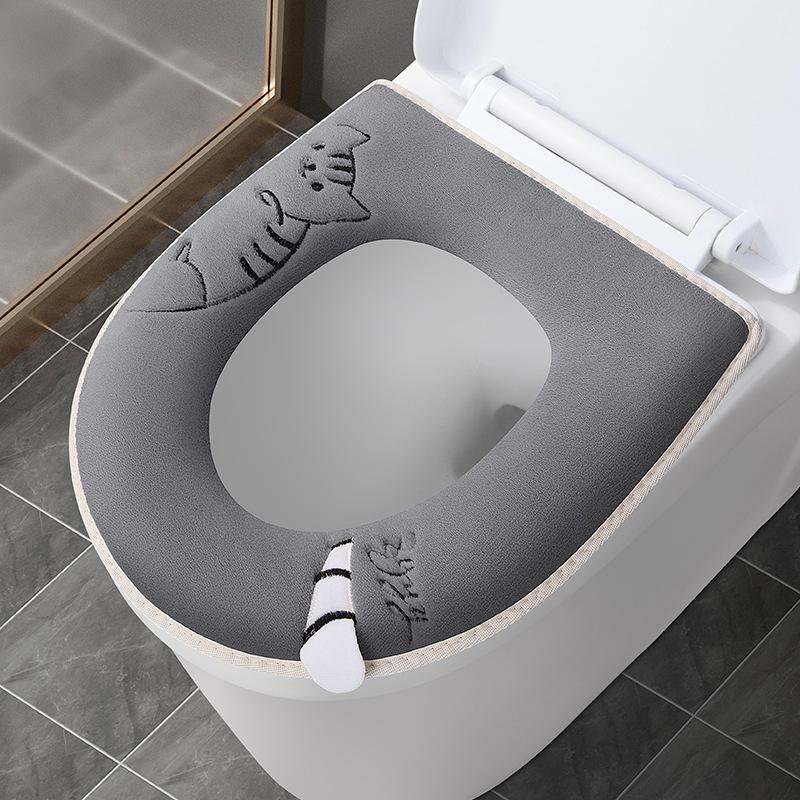 texture1Pcs Bathroom Toilet Seat Cover Soft Warmer Washable Mat Cover Pad Cushion Seat Zipper toilet seat cushion