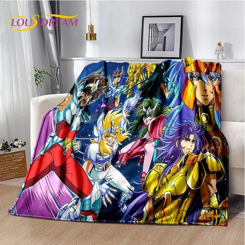 Cartoon Saint Seiya Retro Anime HD Blanket,Soft Throw Blanket for Home Bedroom Bed Sofa Picnic Travel Office Cover Blanket Kids