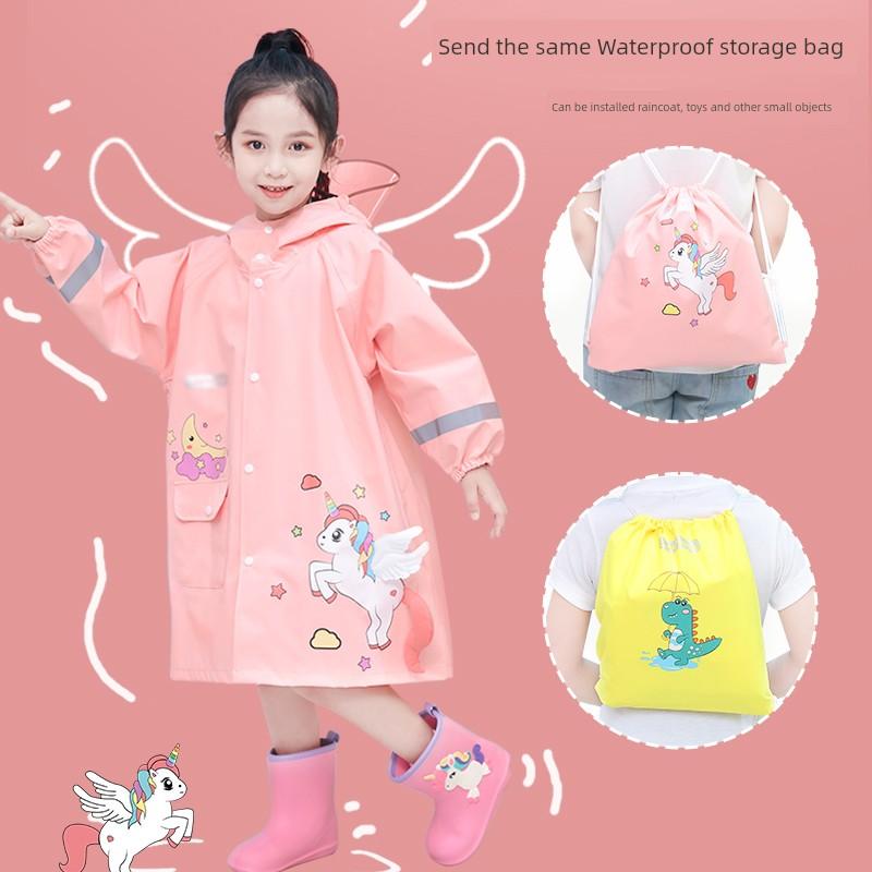 Kids Raincoat Girl Boys Kindergarten Baby Pink Cartoon Dinosaur Elementary School Students Poncho Girls for School