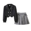 Girls' Casual Short Skirt Set, Autumn Children's Bow Pleated Skirt, Long-sleeved Suit Jacket Two-piece Set