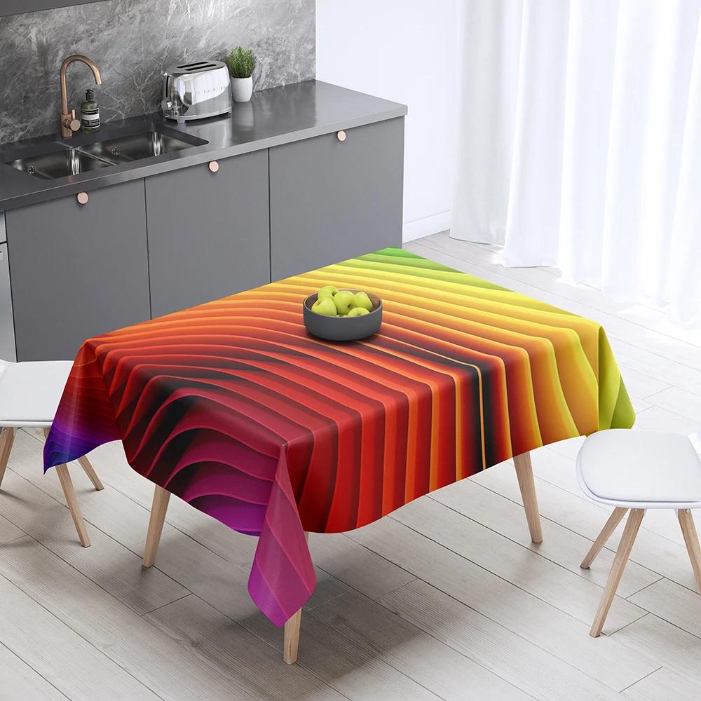 Tovaglia Fantasia Arcobaleno Decorazione Casa Tavolo Rettangolare Festa Resistente alle Macchie Copertura Antipolvere