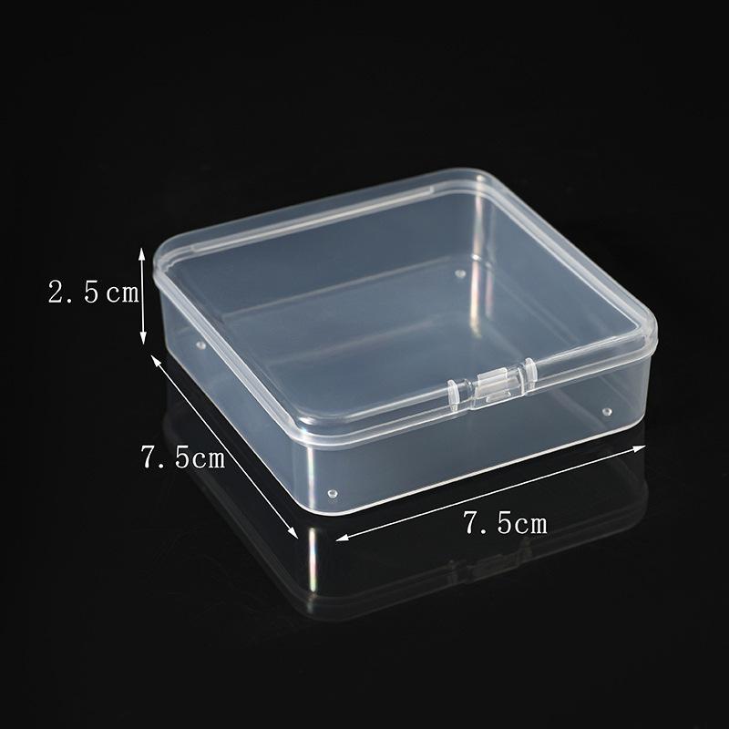 Boîte de rangement carrée en plastique transparent avec couvercle pour petites pièces, perles et bijoux.