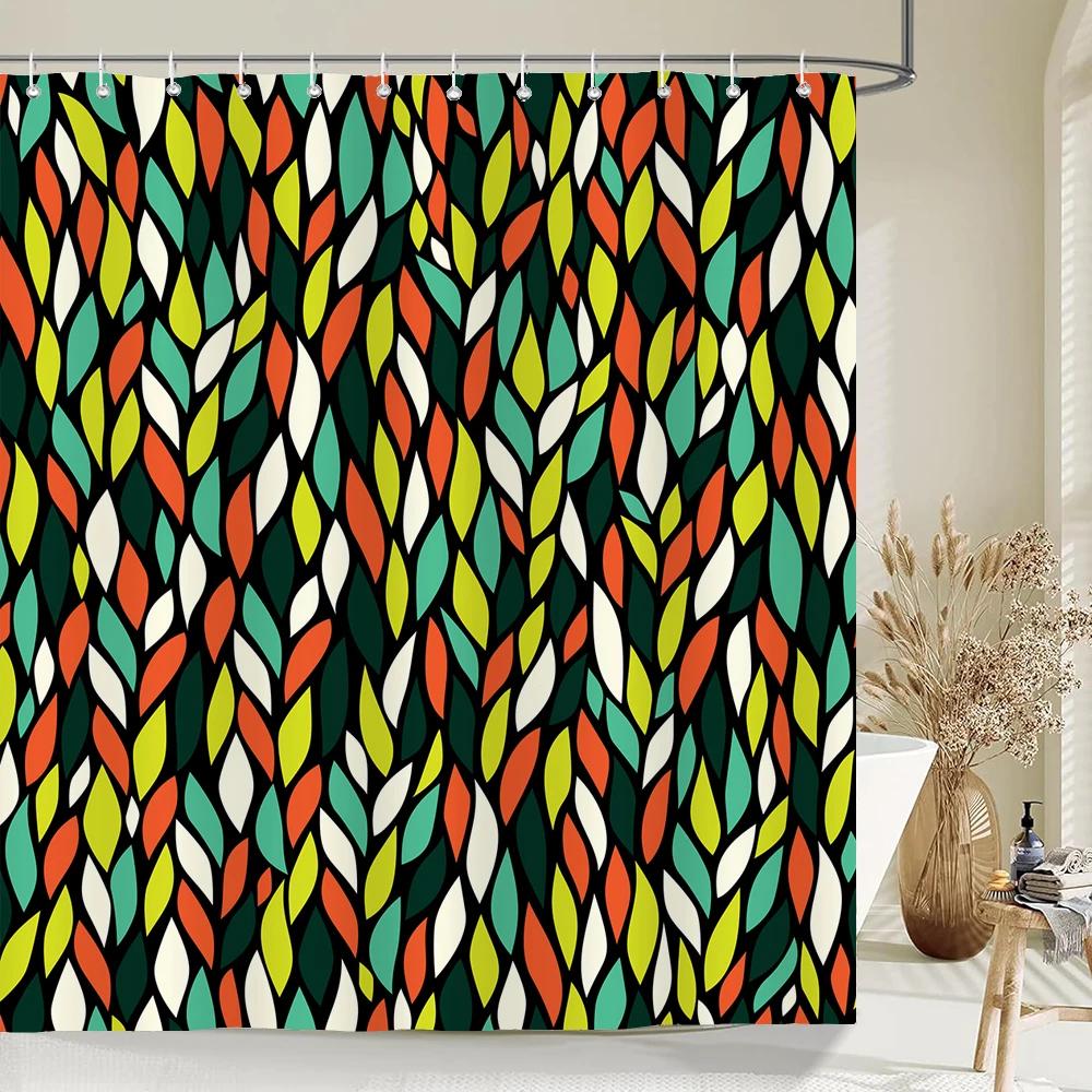 

Plant Leaf Shower Curtain Printed Modern Nordic Minimalist Leaves Polyster Fabric Home Decor Bathroom Curtain With Hooks W60H190(CM)-1 Pcs