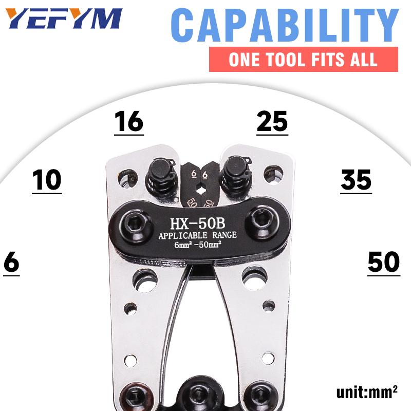 HX-50B Manual Cold Crimping Terminal Plier SC Bare Terminal Crimping Steel Material Copper Aluminum Nose Cable Crimping