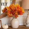 Unique Gift for Plant Lovers Autumn Artificial Flowers Bouquet, Realistic Plastic Floral Arrangement with Layered Seasonal Decoration House Leaves And