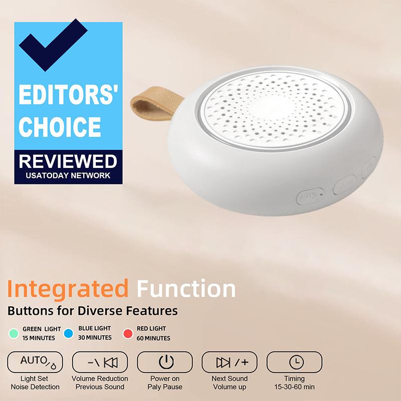 2025 Mom'S Choice Portable Sound Machine For Baby Adult, Smart Cry Detection, Bluetooth Rechargeable White Noise Machine