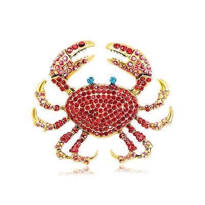 Trendy Voller Strass Rote Krabbe Broschen Für Frauen Luxus Design Vintage Charme Metall Tier Schönheit Brosche Pins Hochzeit Geschenke