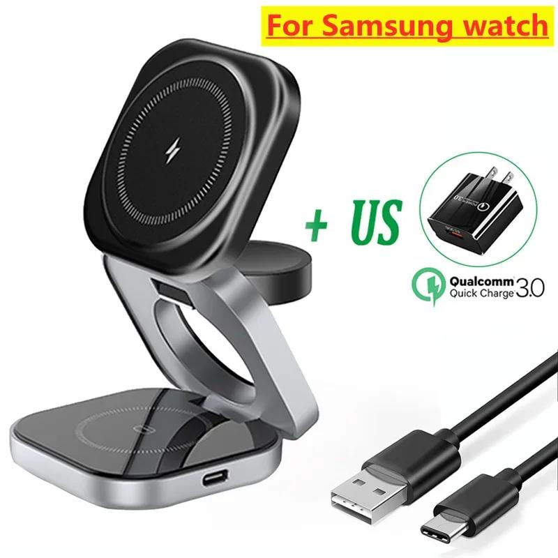 Foldable 3 In 1 Fast Magnetic Wireless Charger Stand Pad Magnet Wireless Charging Station For iPhone/Samsung Galaxy Phone Watch