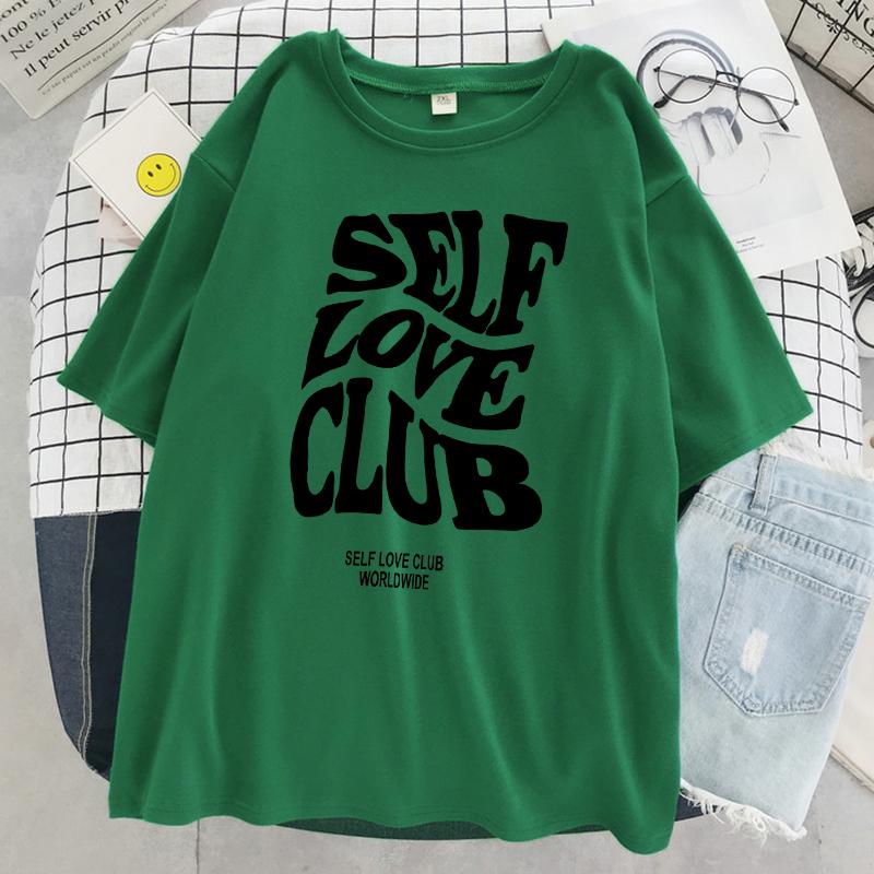

Футболка з принтом Self Love Club Worldwide Жіноча літня модна спортивна повсякденна футболка з коротким рукавом, вулична футболка Harajuku L