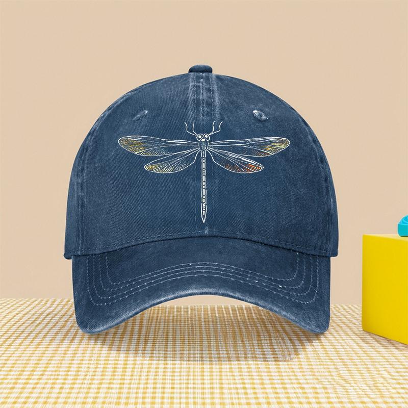 Dragonfly Pattern Printed Baseball Cap Adjustable Size Lightweight Stylish Versatile Classic Cap