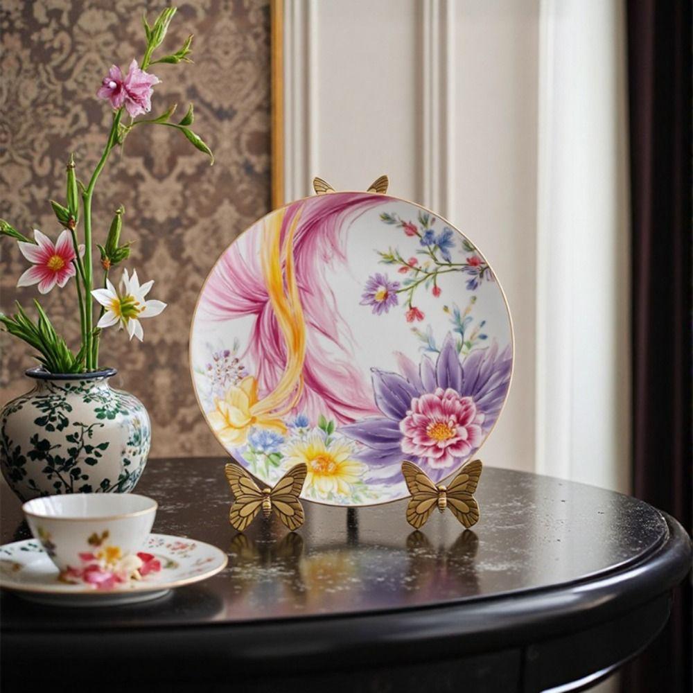 Vintage Design Gold Decorative Easel Butterfly Motif Butterfly-shaped Display Rack  Art Display