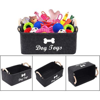 Wooden Handle Felt Toy Storage Box Multi-Functional Household Organizer Bag Laundry Basket Pet Cat And Dog Toy Storage Box