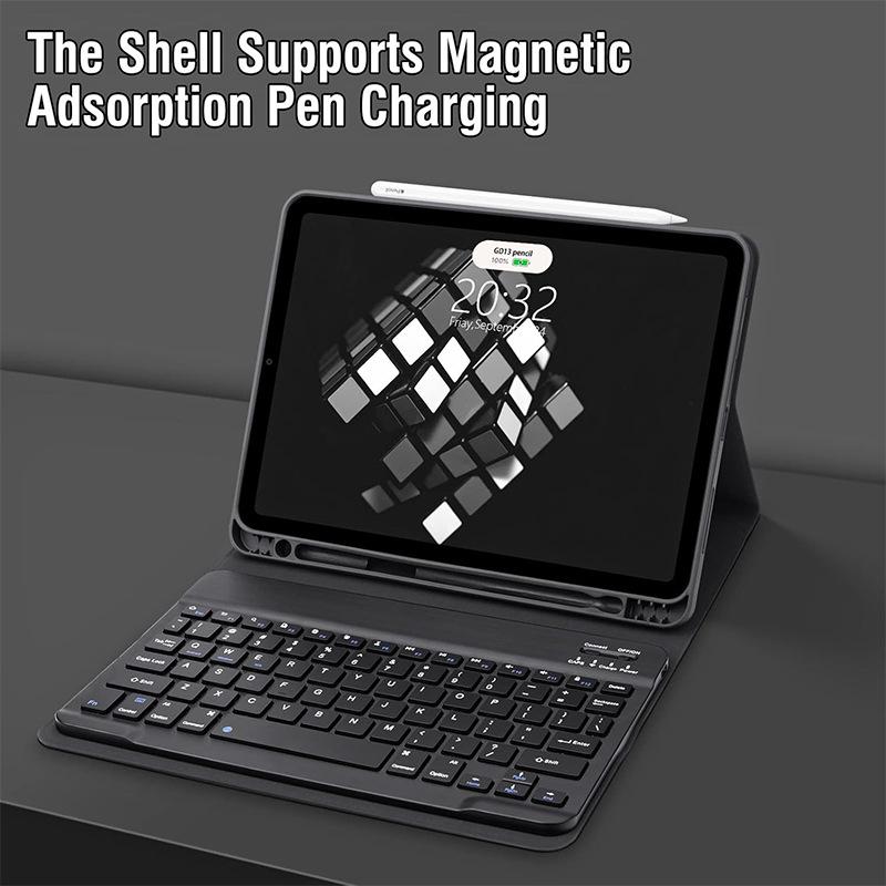 Magnetic Bluetooth Keyboard Case for 2026 iPad: Colorful Backlit, Touch Control, Compatible with Air5