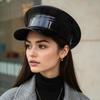 Shimmering Marine Hat Adult PU Leather Flat Top Caps for Bachelorette Party