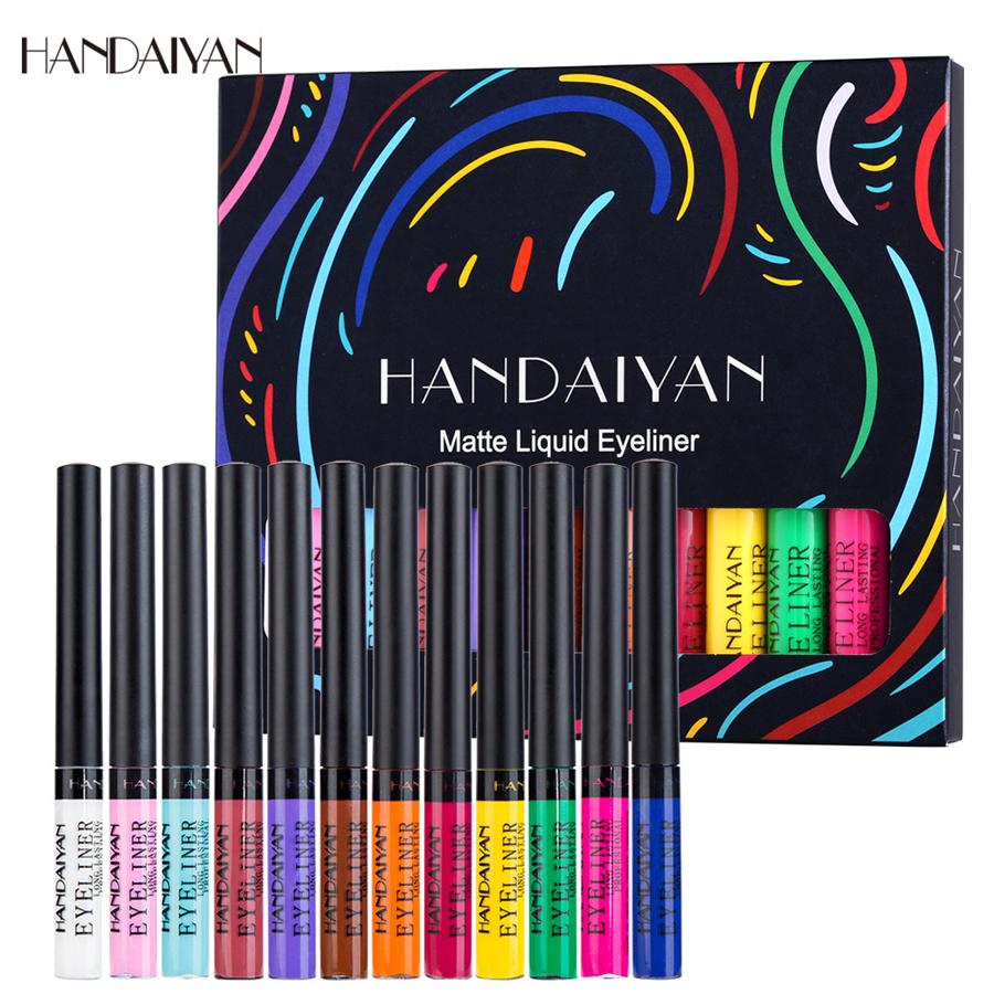 

Handaiyan 12Pcs/Set Colorful Liquid Eyeliner UV Waterproof Fluorescent Eye liner Face Body Paint Pen Long-lasting Easy to Remove