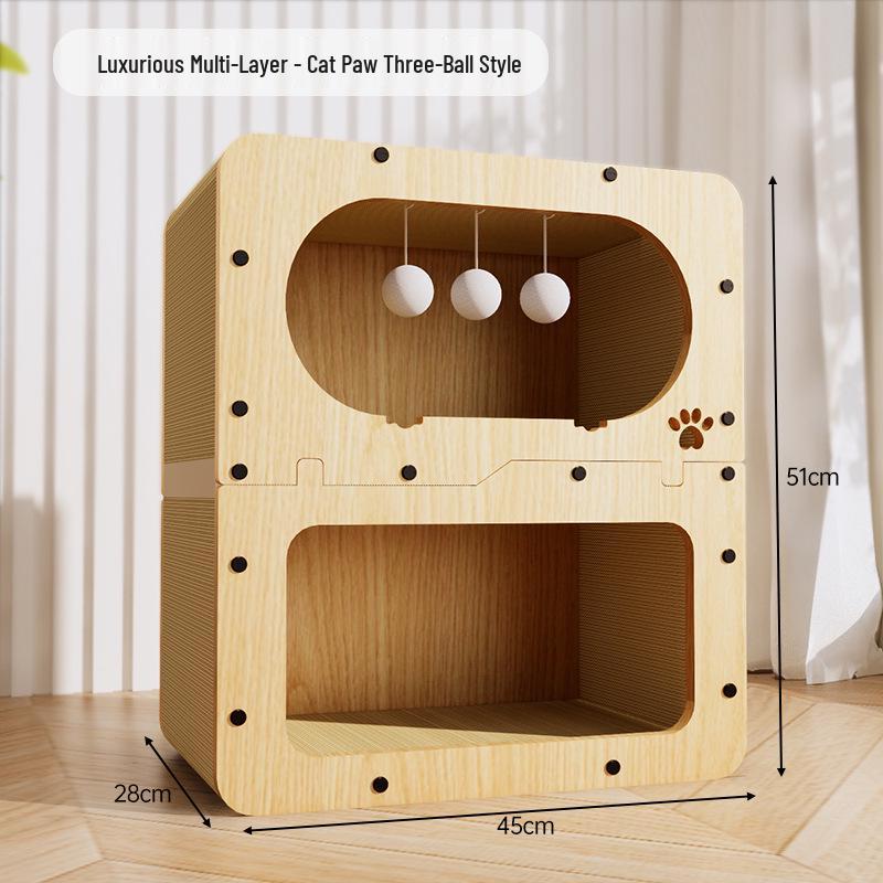 Scratch-Resistant Cat House with Integrated Scratching Board