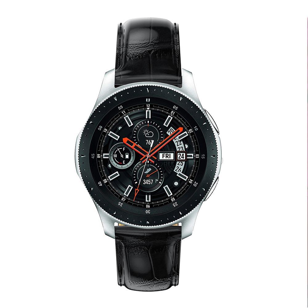 For Samsung Galaxy Watch 46mm Crocodile Texture Genuine Leather Smart Watch Band Strap 22mm