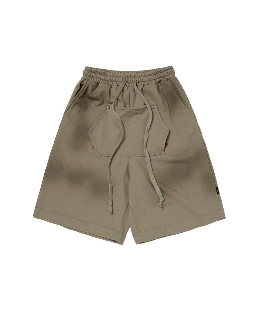 Garter Gallery Hidden Pocket Dirty Bermuda Sweat Shorts_Beige