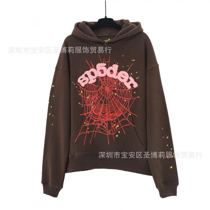 Sp5der Hoodie Unisex Oversized Cotton Pullover With Foil Letter Print Fall Casual Streetwear