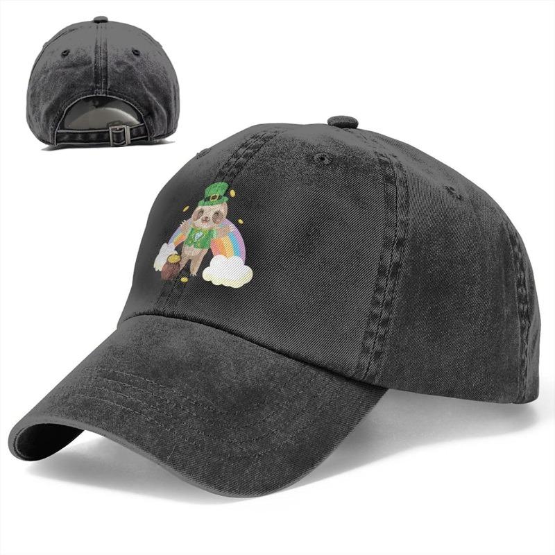 St Patricks Sloth Rainbow Baseball Cap Polyester Adjustable Low Profile Dad Hat for Irish Events Casual Wear