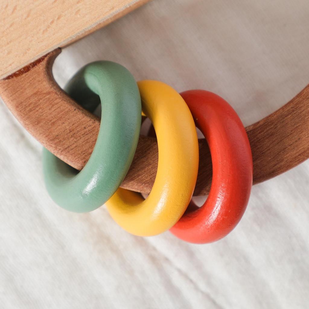 Promise Babe Wooden Rattle for Babies, Bear Rattle, Wooden Rocking Sound, Toy for Newborns, Baby Shower Gift, Present for Grasping Practice, Gift for