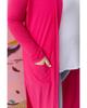 Azura Exchange Strawberry Pink Plus Size Side Split Pockets Duster Cardigan