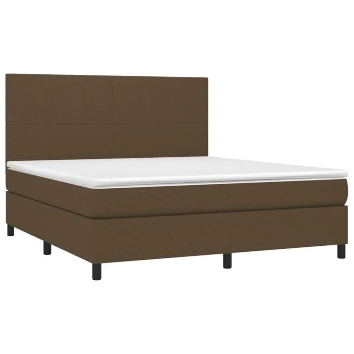 3141636 vidaXL Lit à sommier tapissier avec matelas Marron foncé 180x200 cm