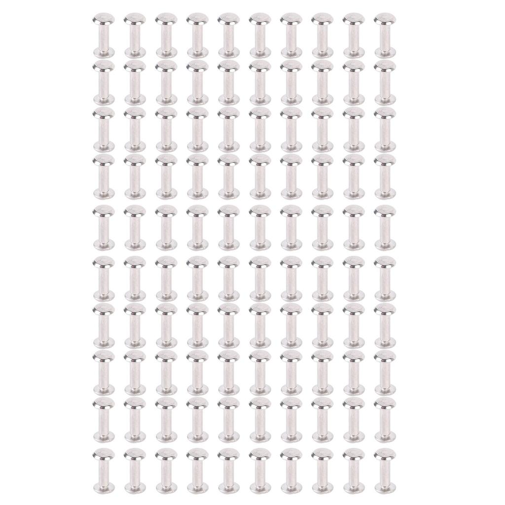 100 Sets Screw Rivet M2 Round Flat Head Stainless Steel Leather Rivets Binding Screws for Crafts
