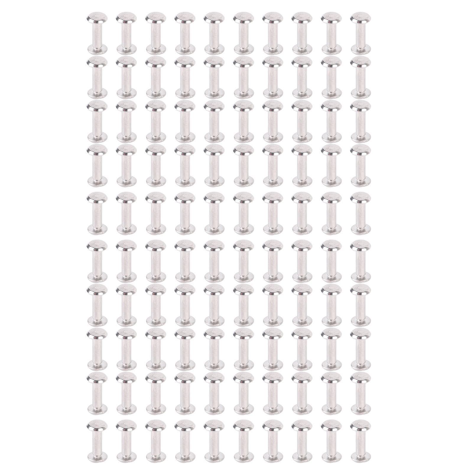 

100 комплектов винтовых заклепок M2 с круглой плоской головкой из нержавеющей стали, кожаные заклепки, крепежные винты для рукоделия 3x9x6mm/0.12x0.35x0.24in