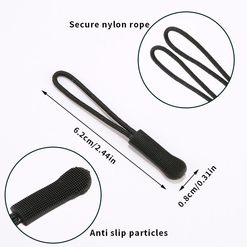 10PCS Zipper Head Extension Cord Tags Pulls Slider Cord Rope Puller Ends Lock Zip Clip Buckle for Bag Outdoor
