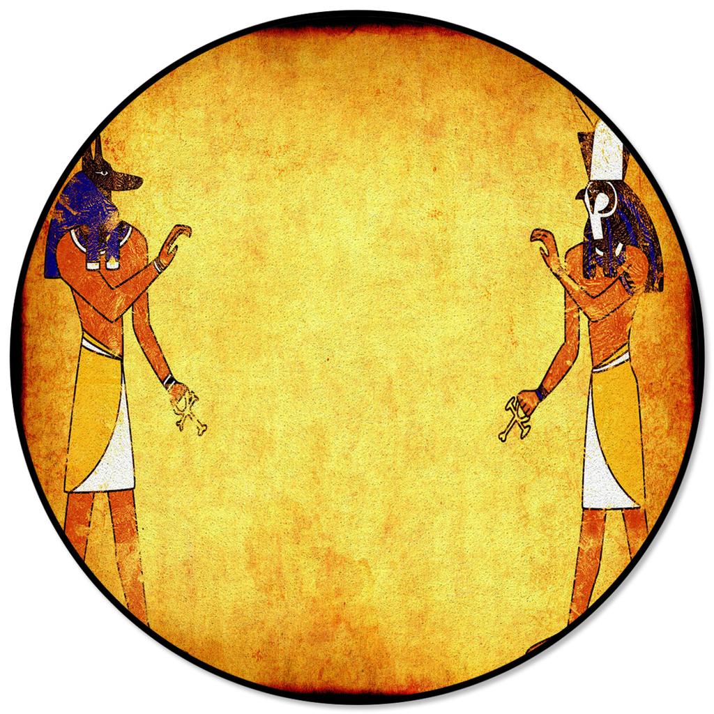 Living Room Bedroom Floor Mats Kids Room Area Rug Egyptian Character Desert Wall Vintage Print Round Rug