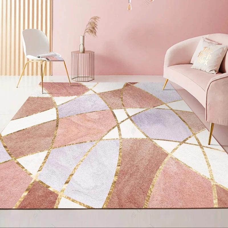 Nordic Style Bedroom Decor Pink Carpet Large Area Carpets for Living Room Washable Lounge Floor Mat Anti-slip Cloakroom Soft Rug