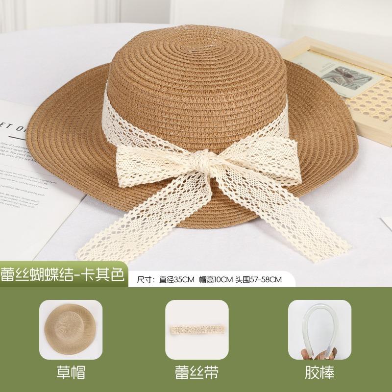 DIY Handmade Straw Hat Straw Shade Floral Fashion Shade Hat Leisure Activities Heavy Industry Flat Top Gift Hat