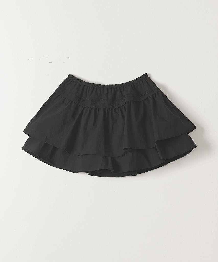 Tudument Shirring Mini Skirt Black