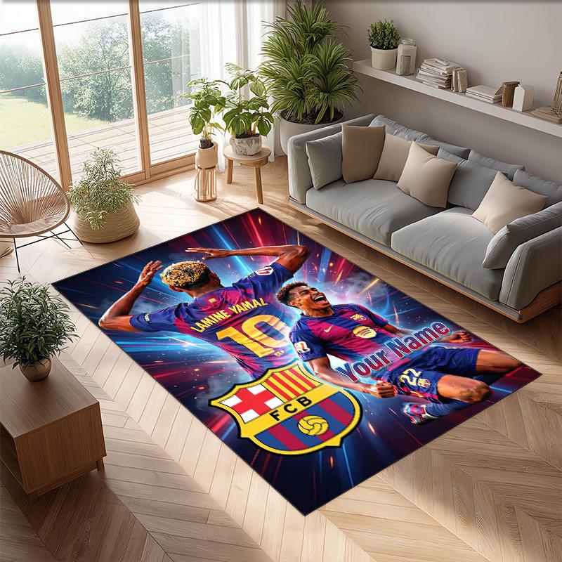 Lamine Yamal Printed Crystal Velvet Rug Non‑Slip Crystal Velvet Carpet For Sofa Bedroom Indoor Home Decoration