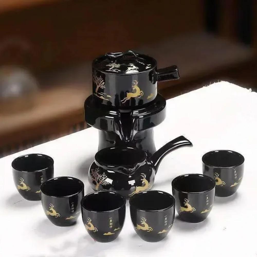 8-teiliges Set Halbautomatische Teesets Chinesisches Keramik-Teeset aus lila Ton Teetasse Das Kung-Fu-Teekannenset