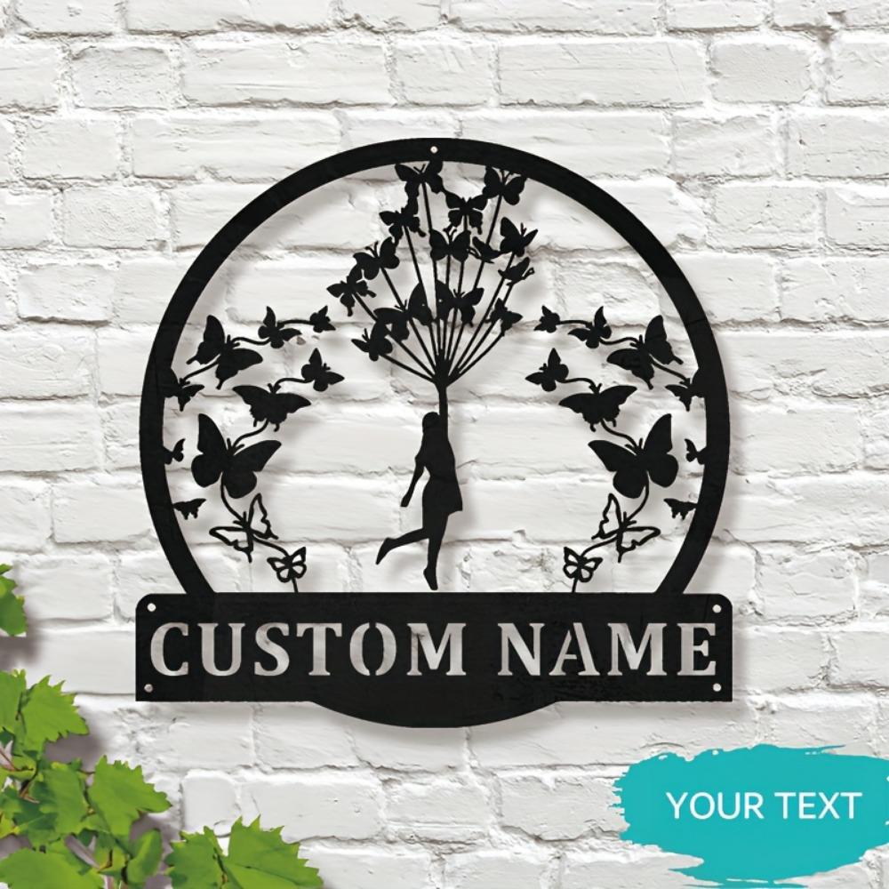 Metal Butterfly Wall Decor Personalized Sign Modern Home Art Hanging Sculpture Gift