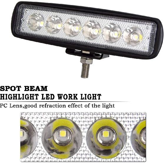 Willpower 2pcs 18W 6 Inch LED Work Light Spot Beam Single Row LED Light Bar 12V 24V Super Slim Offroad Driving Lights Fog Lamps for Truck Tractor