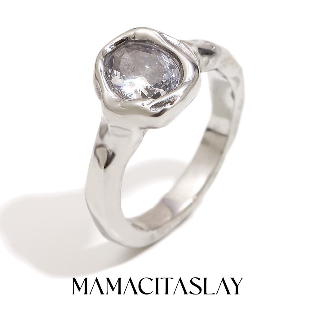 

MamacitaSlay 316L Stainless Steel Zircon Irregular Ring 18K Gold Plated Waterproof Jewelry Women s Classic Ring High Quality 7