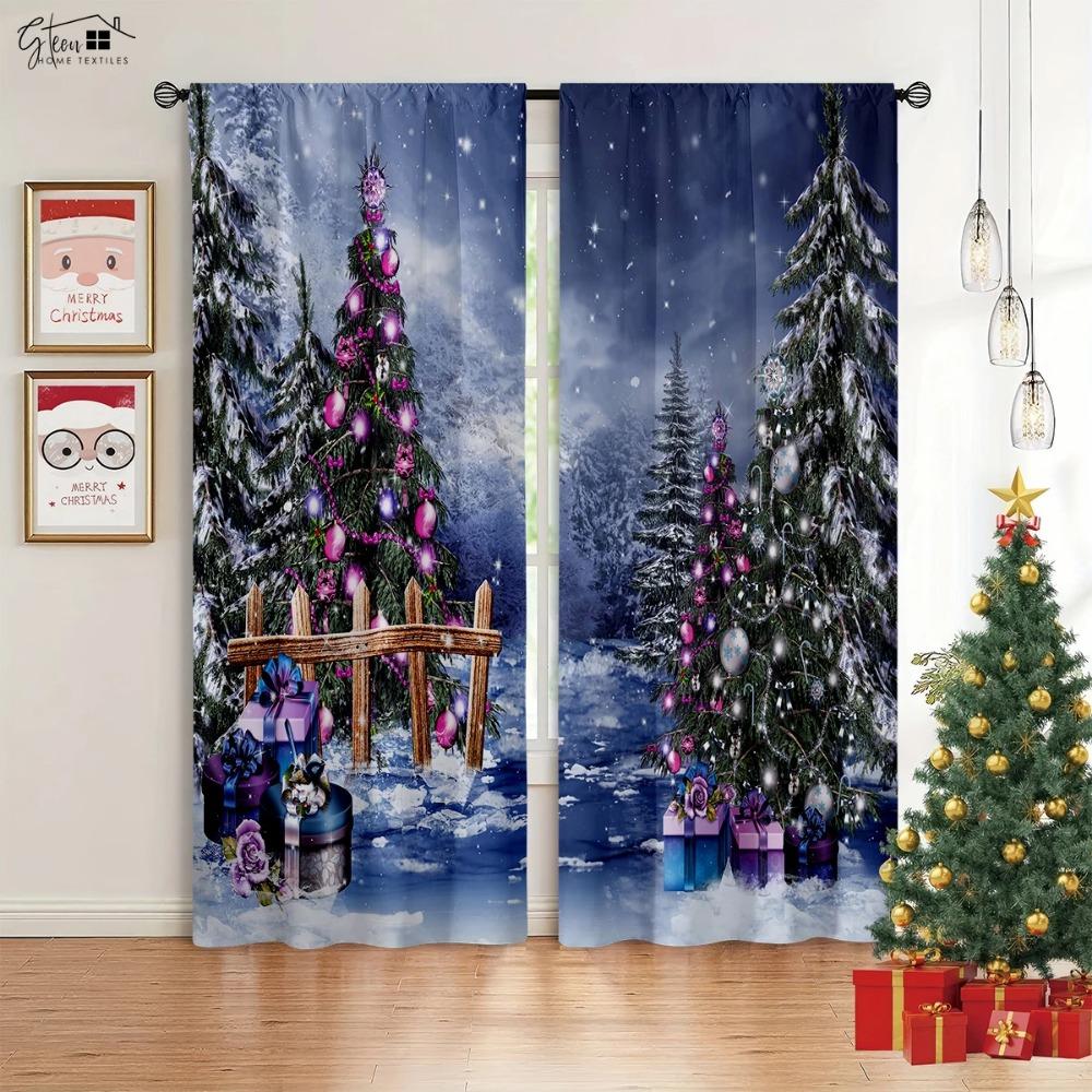 Christmas Ornament Drapes Christmas Tree Gifts Fireplace Livingroom Space Bedchamber Children Latest Festival 3D Printing Drapes