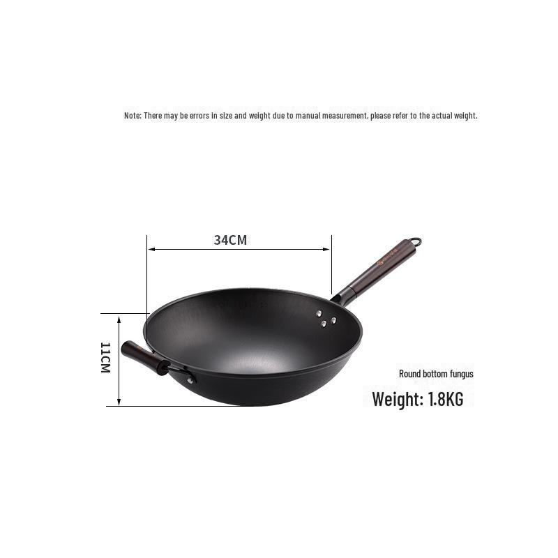 Luchuan Old-Fashioned Round & Flat Bottom Cast Iron Non-Stick Frying Pan for Gas Stoves