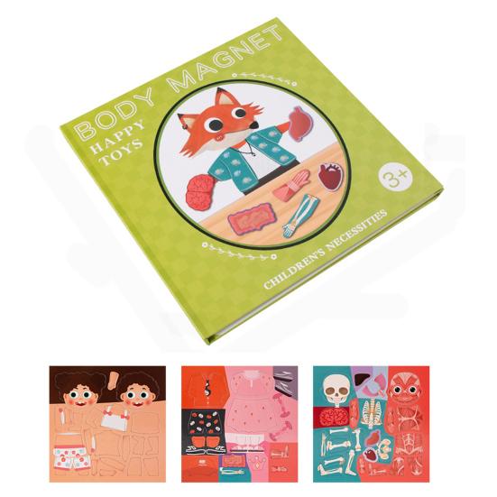 Magnetic Body Structure Puzzle Book Wooden Preschool Body Parts Learning Puzzle Book Parent-child Interactive Educational Human Anatomy Book
